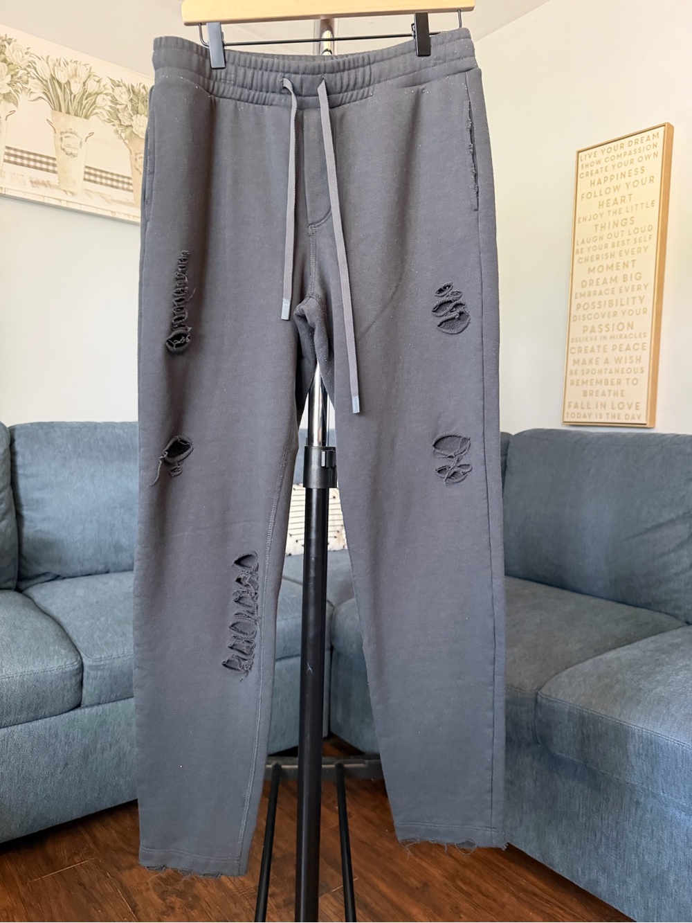 ALO Yoga Women's Distressed Track Joggers - Charcoal